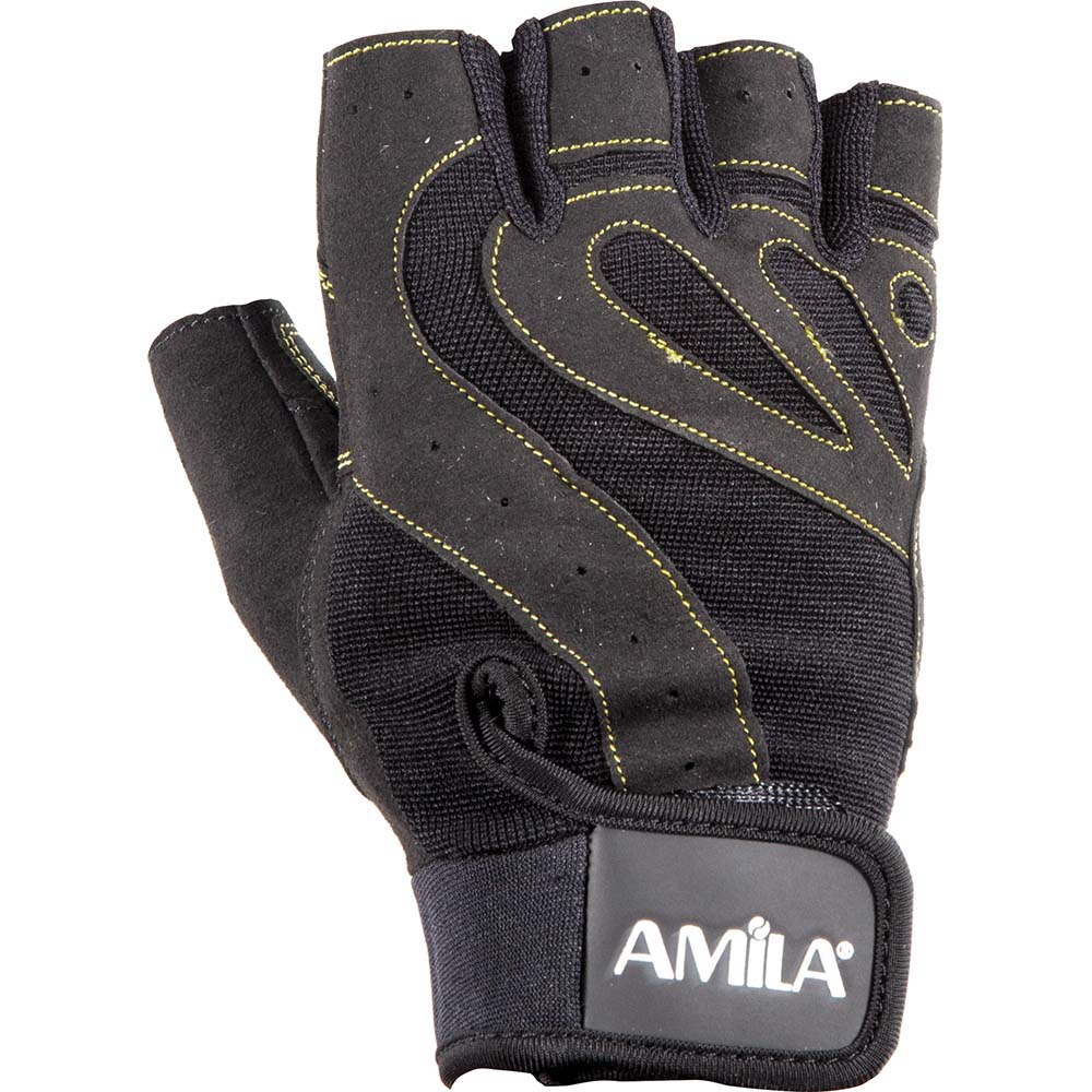Γάντια Άρσης Βαρών AMILA Leather Μαύρο/Κίτρινο S